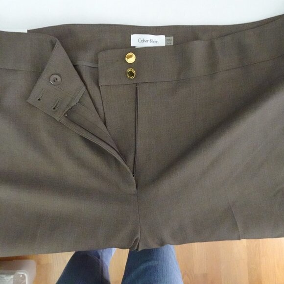 Calvin Klein Straight Leg Pants Women's Plus Size 24W Brown Work Career - Picture 9 of 13